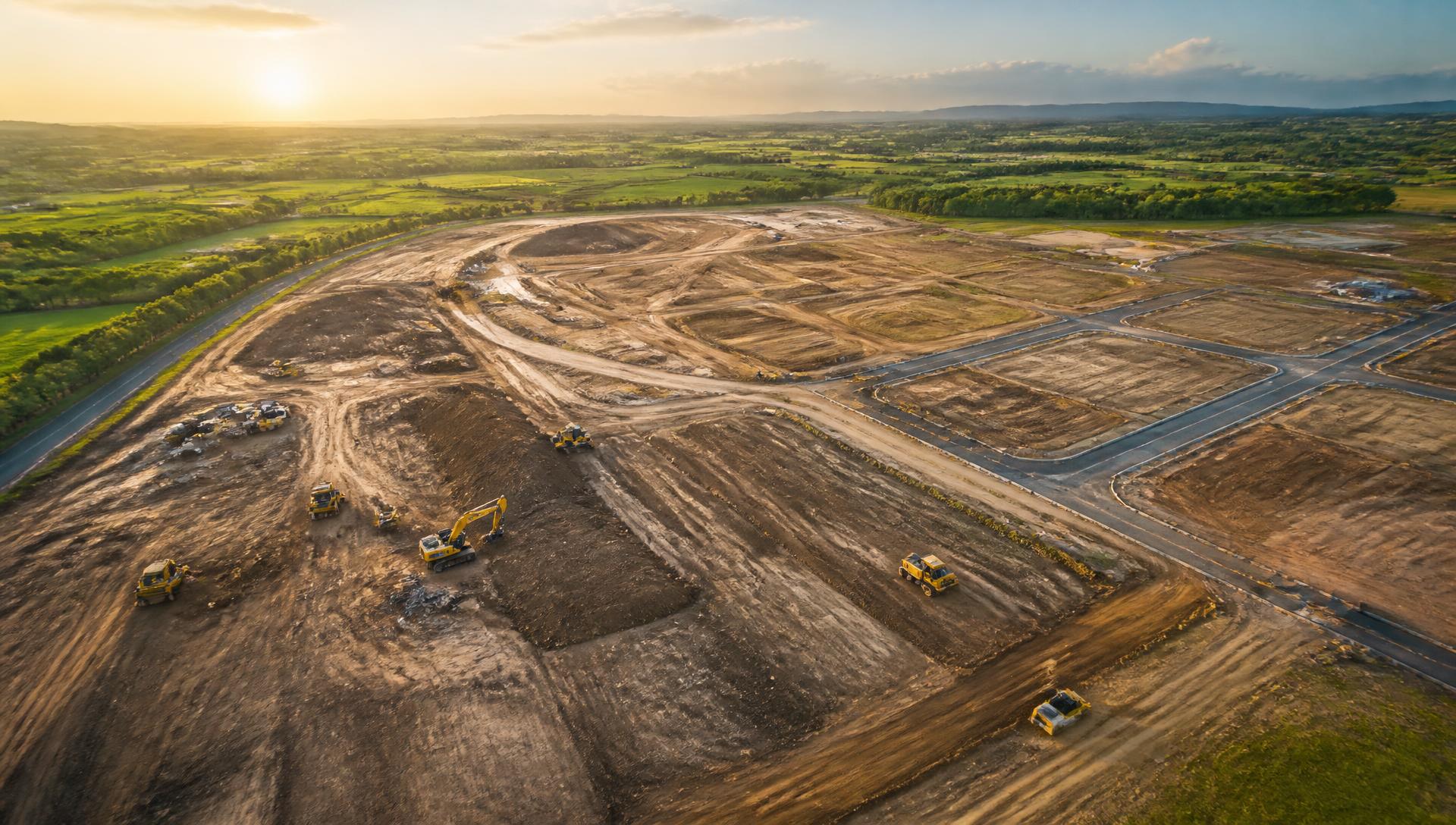 Aerial view of a land development project